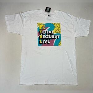 MTV Total Request Live TV Show Graphic T-shirt Men XL White Logo Music NWT